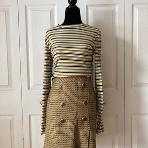 LOFT brown patterned sailor mini skirt